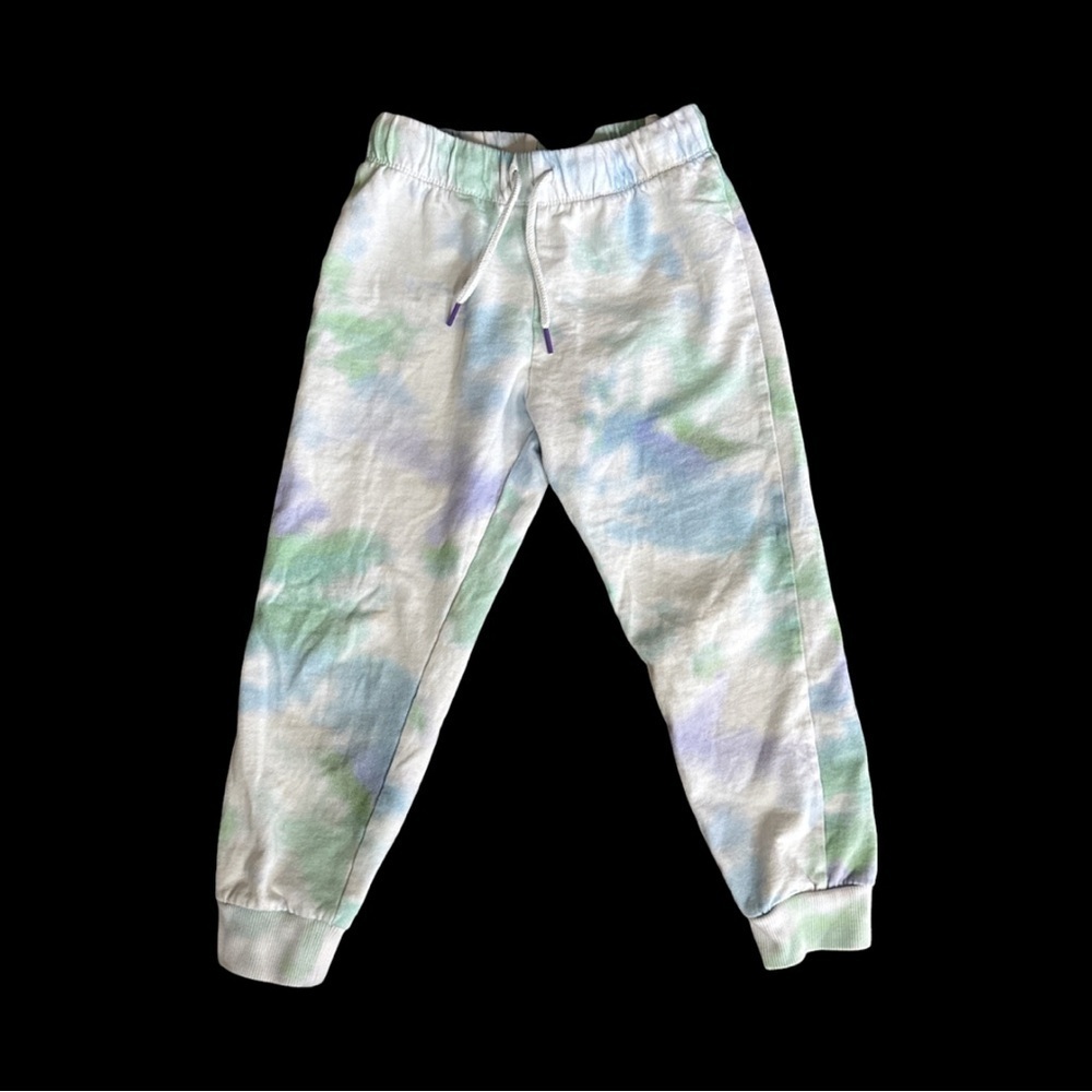 H&M Girls Tie Dye Joggers White Purple Blue Green Size 6X 100% Cotton